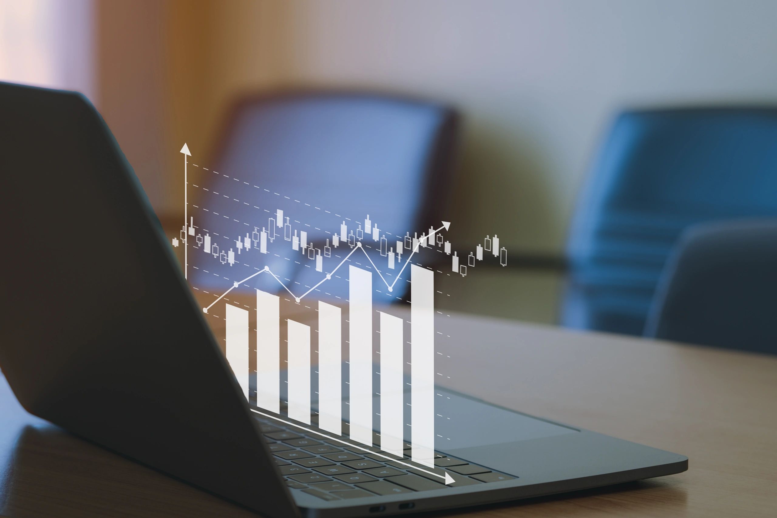 Power BI dashboards on laptop